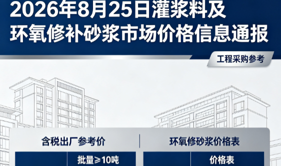 介休2026年8月25日灌浆料及环氧修补砂浆市场价格信息通报